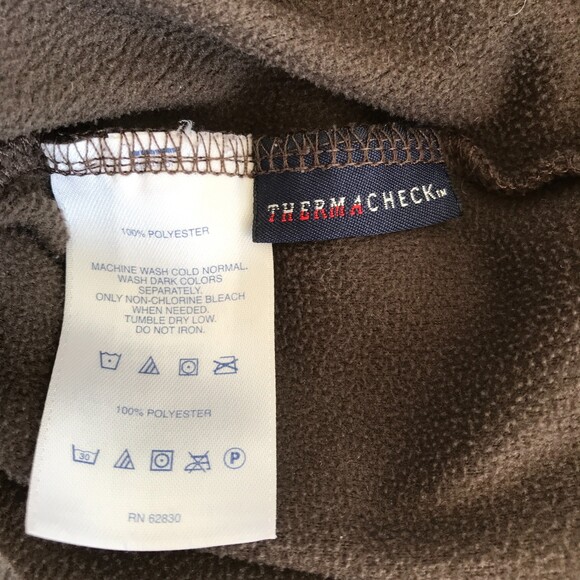 SOLD!! Lands End Brown Small Zip Pullover Fleece Long Sleeve Thermacheck Sweater - Picture 8 of 8